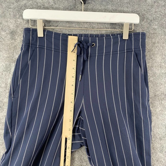 Athleta Jogger Pants 4 Petite Navy Blue Striped Midtown Ankle High Rise - Picture 8 of 15
